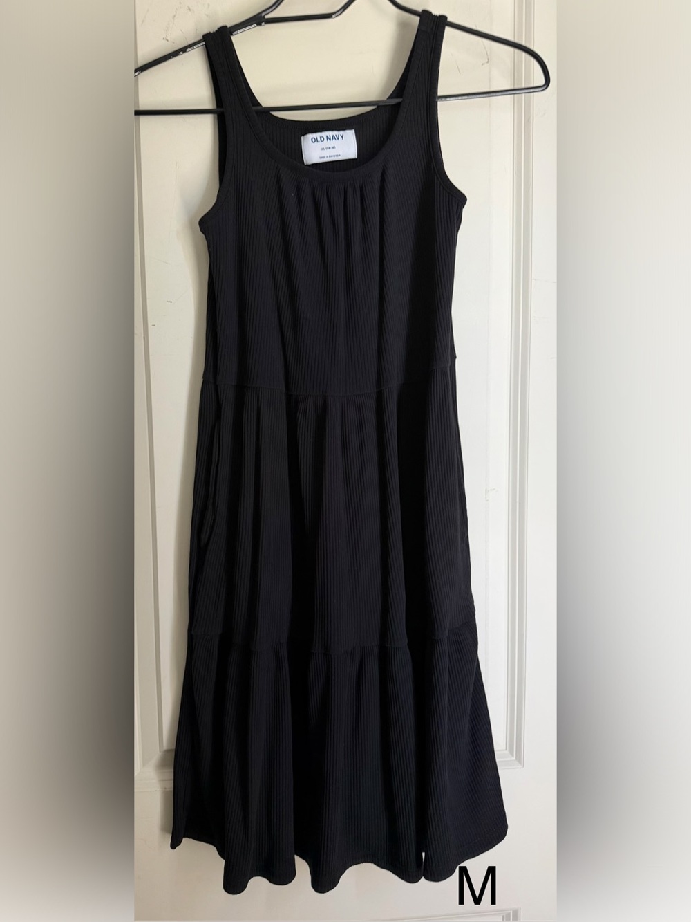 Old Navy Black Sleeveless Tiered Maxi girls Dress XL 14/16 summer casual boho